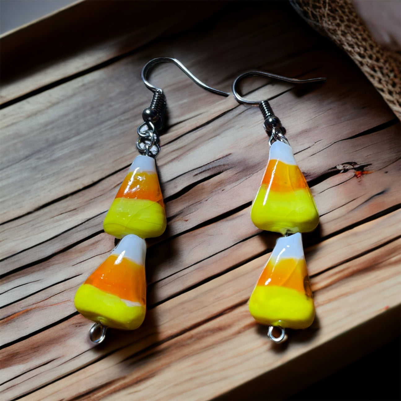 Candy corn dangle earrings