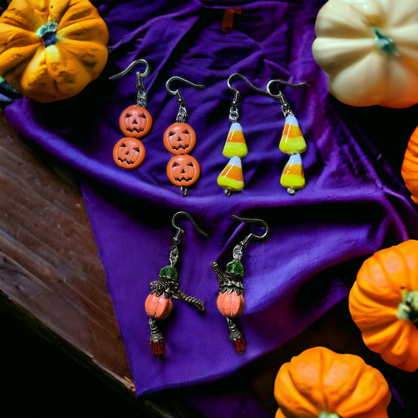 Jack-o-lantern dangle earrings