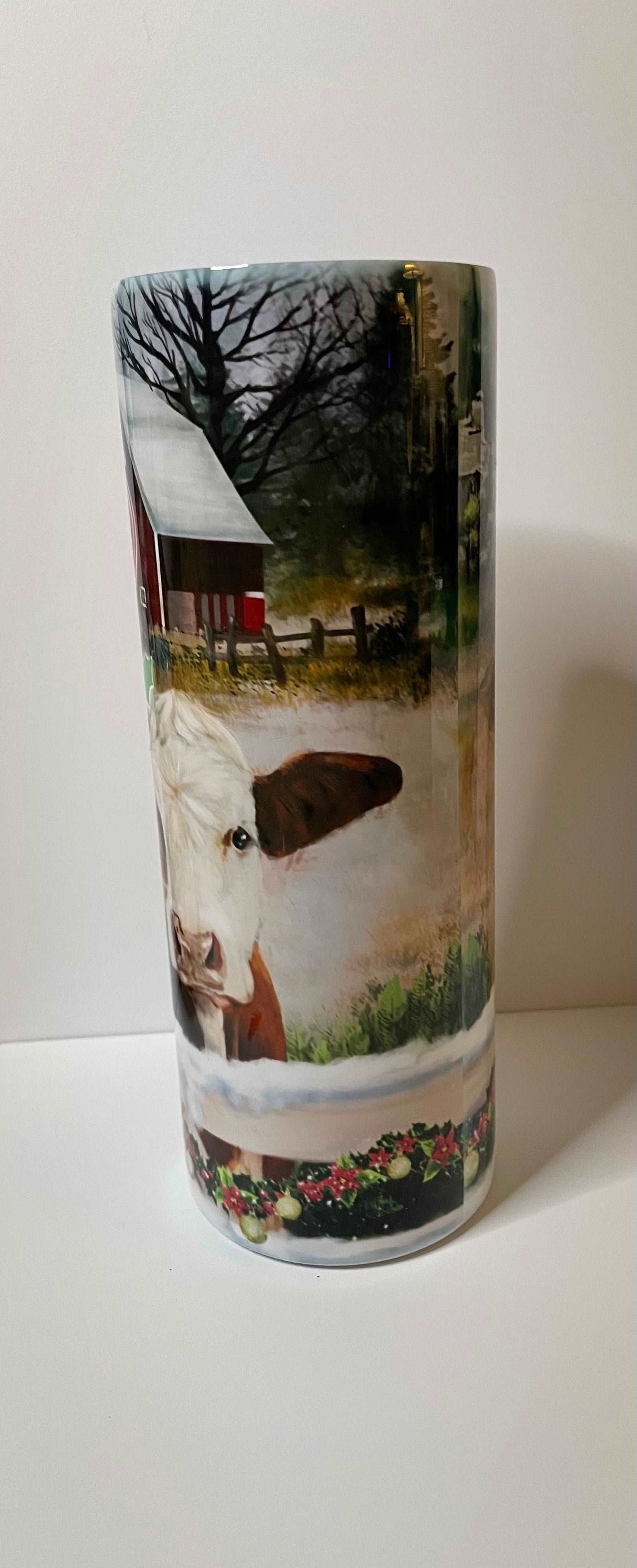 Cow Merry Christmas 20 oz tumbler