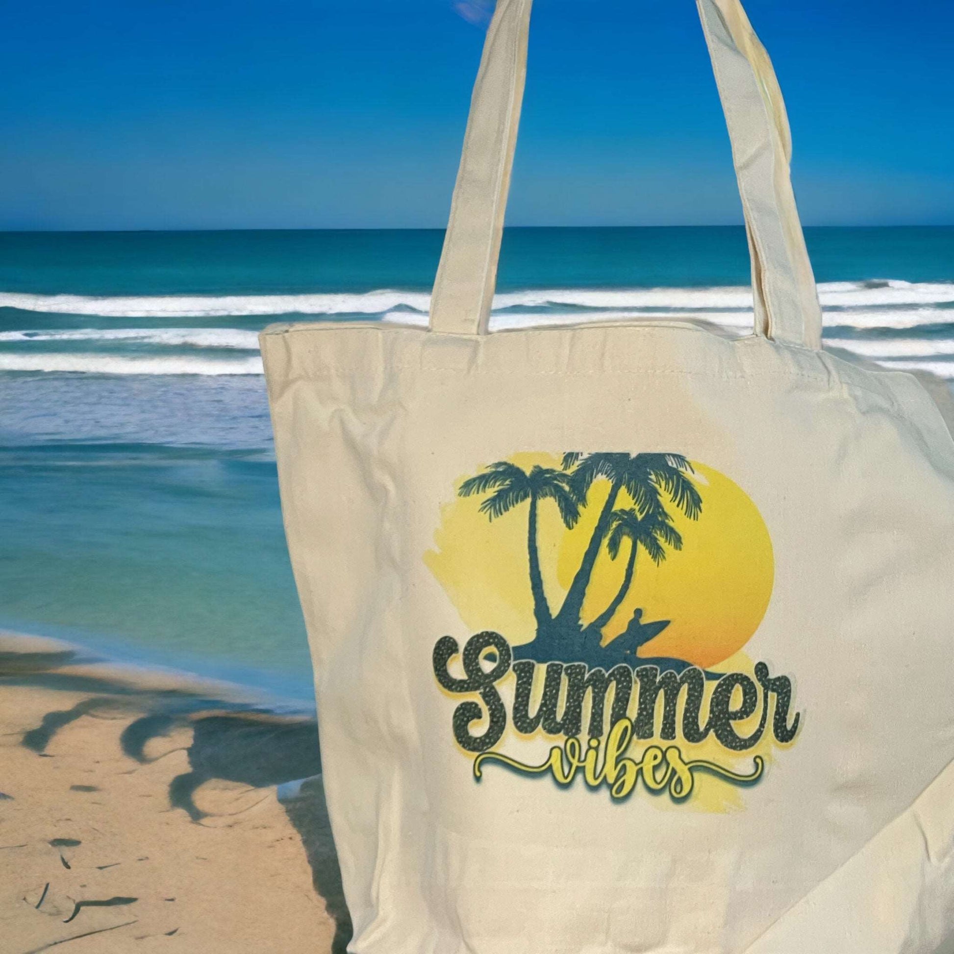 Summer Vibes Canvas Tote Bag-Ride the Wave of Relaxation and Style!