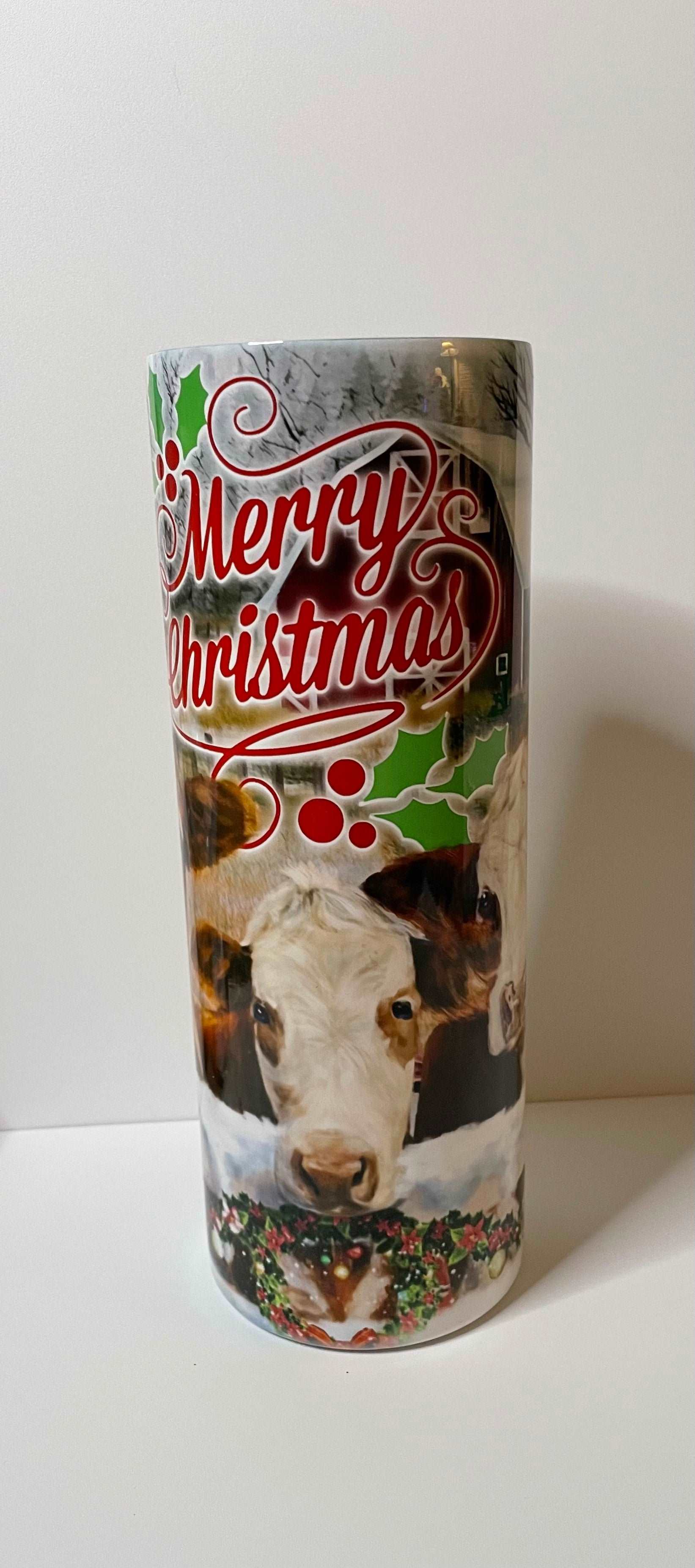 Cow Merry Christmas 20 oz tumbler