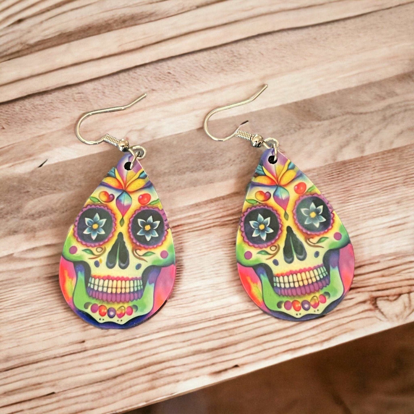 Sugar Skull Teardrop Earrings