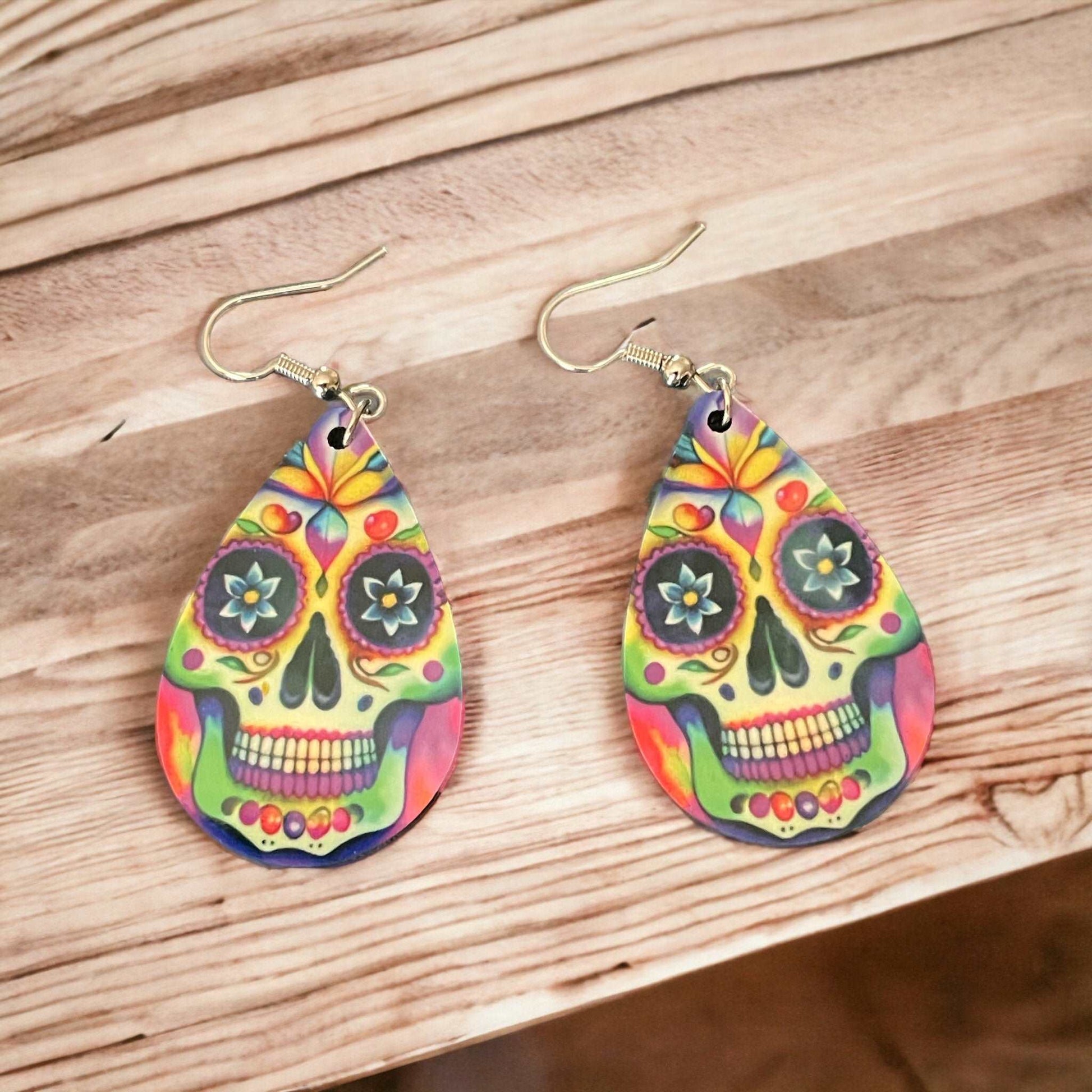 Sugar Skull Teardrop Earrings