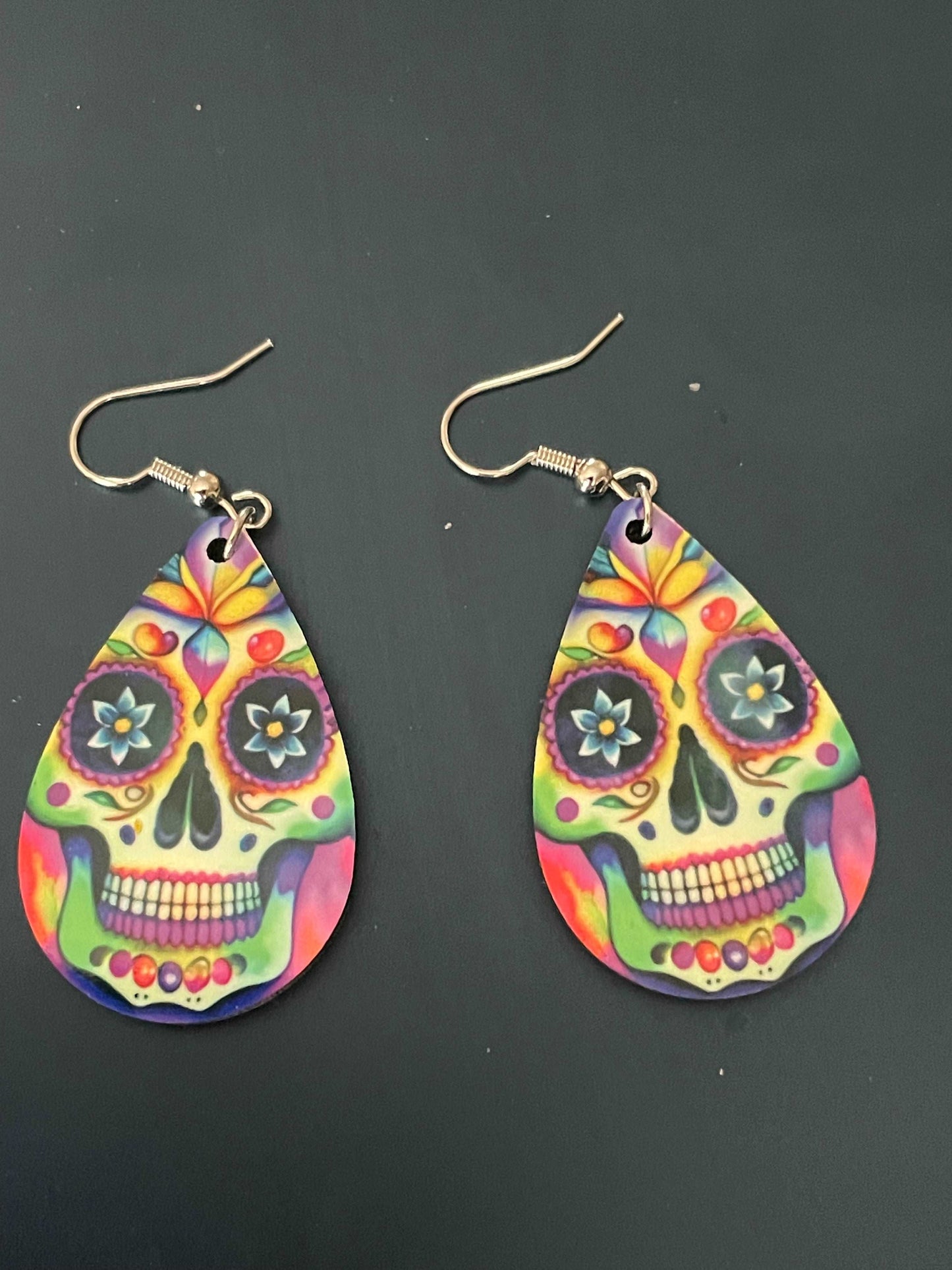 Sugar Skull Teardrop Earrings