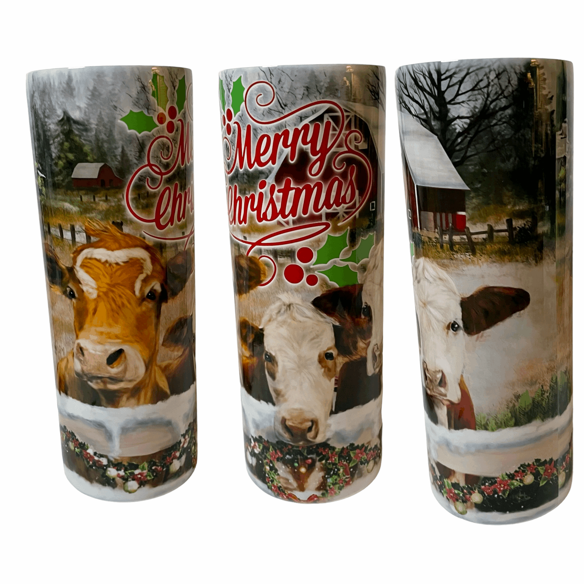 Cow Merry Christmas 20 oz tumbler