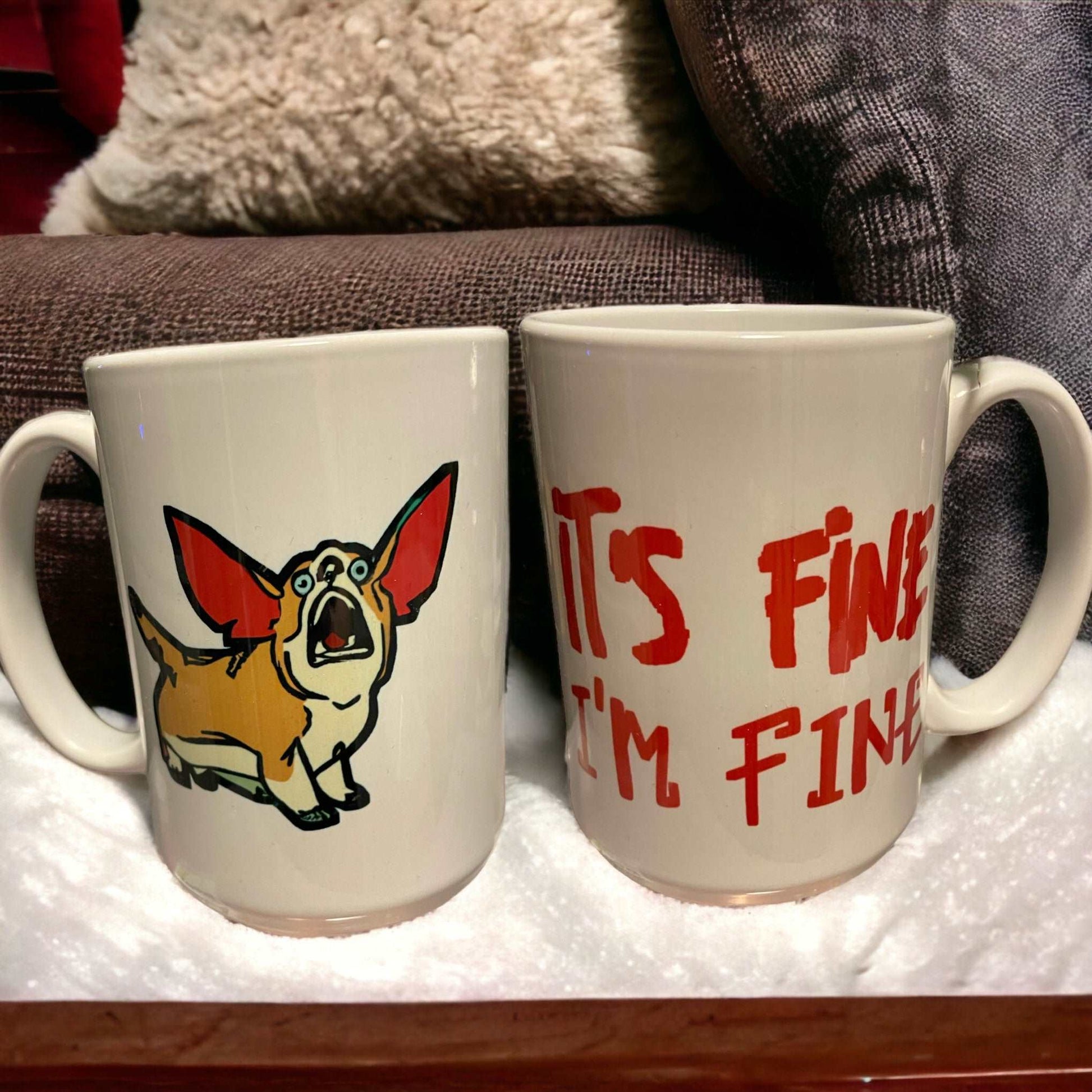 It’s Fine I’m Fine Corgi Panic Mode Mug