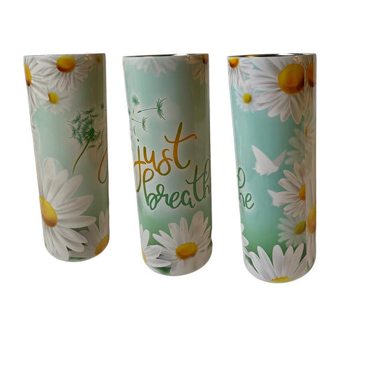 Just Breathe Daisy 20oz tumbler