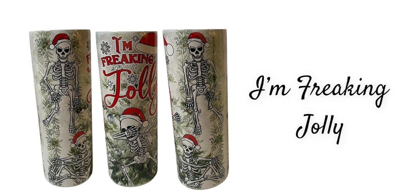 I’m Freaking Jolly Christmas Skeleton 20 oz Tumbler