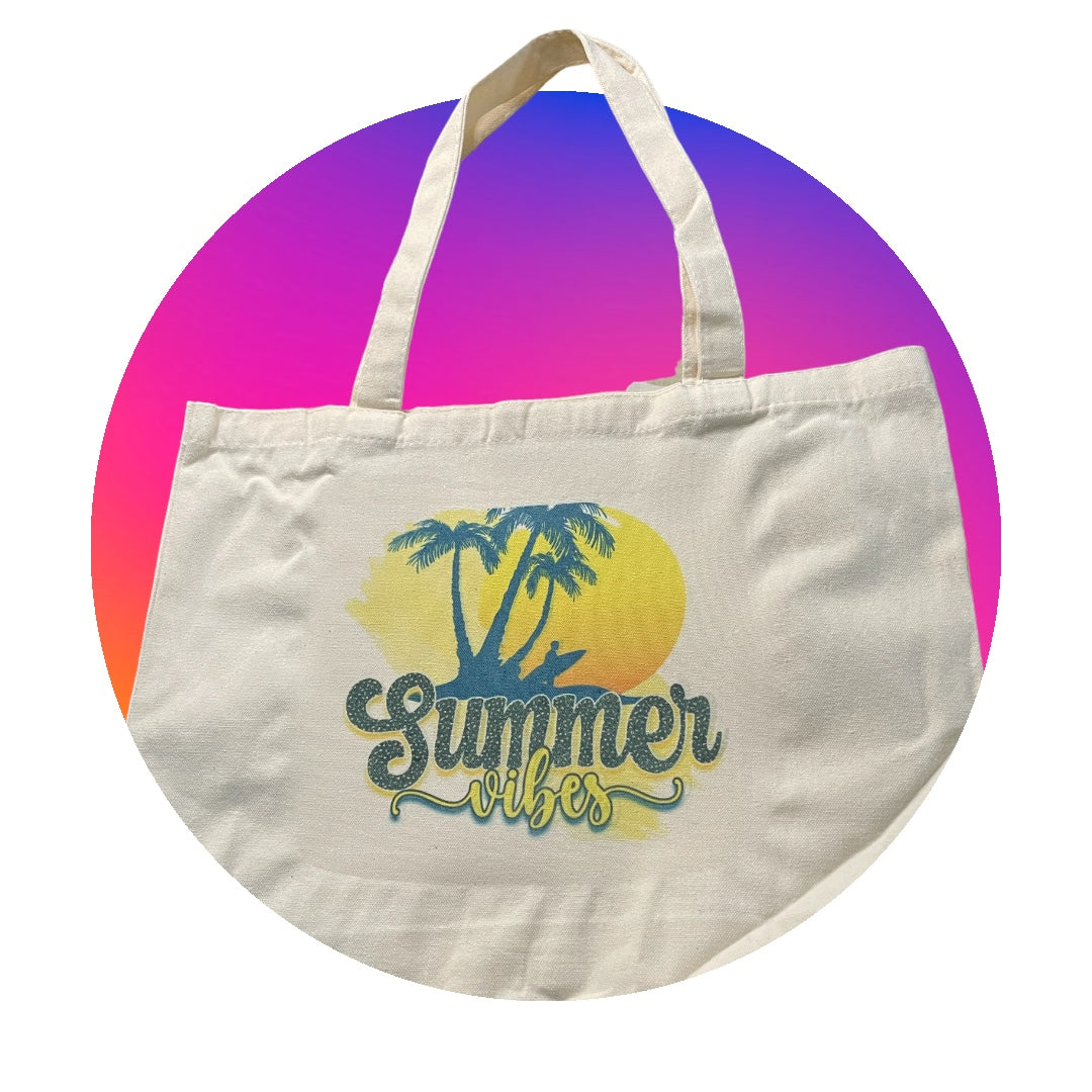 Summer Vibes Canvas Tote Bag-Ride the Wave of Relaxation and Style!