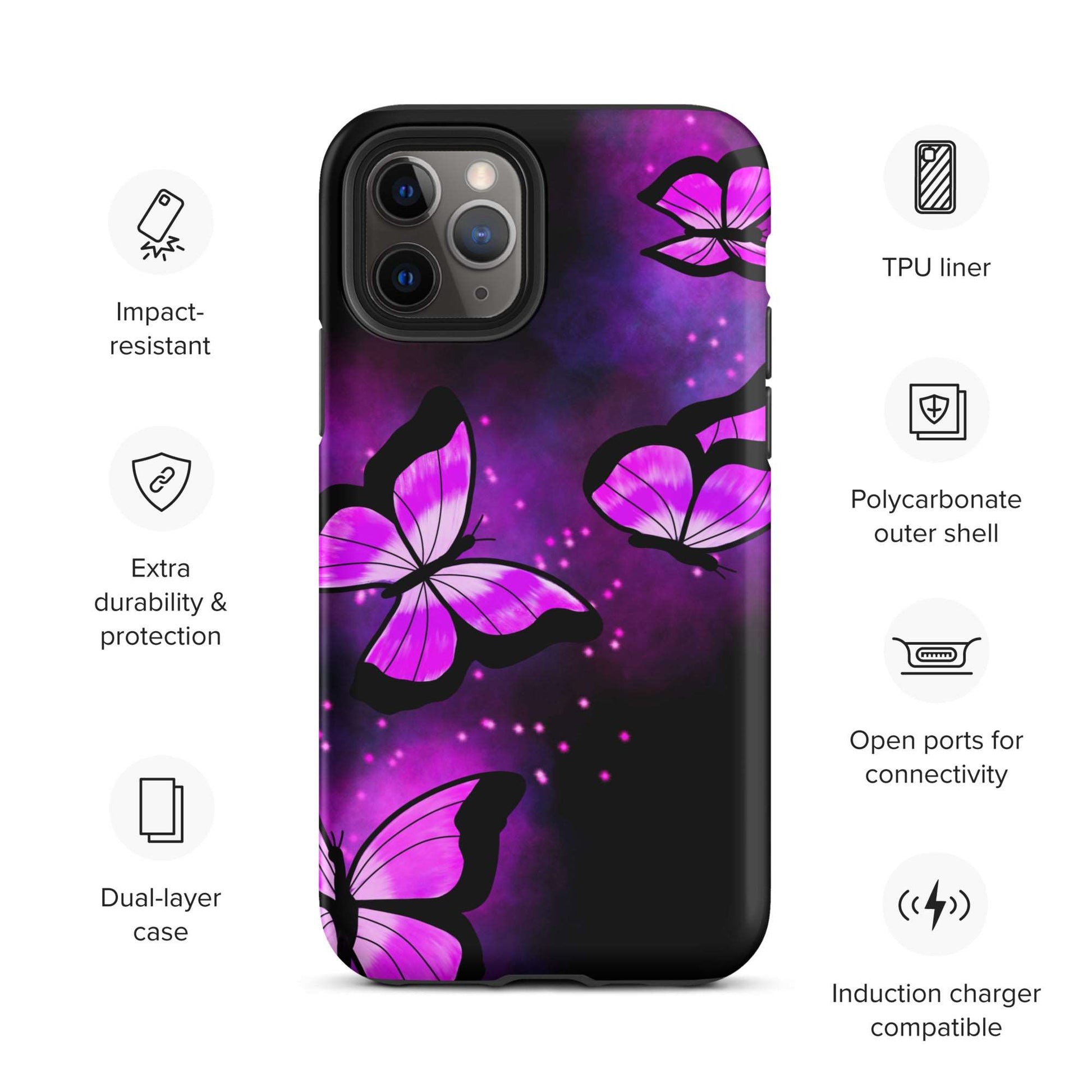 Purple Glow Butterfly Tough iPhone case