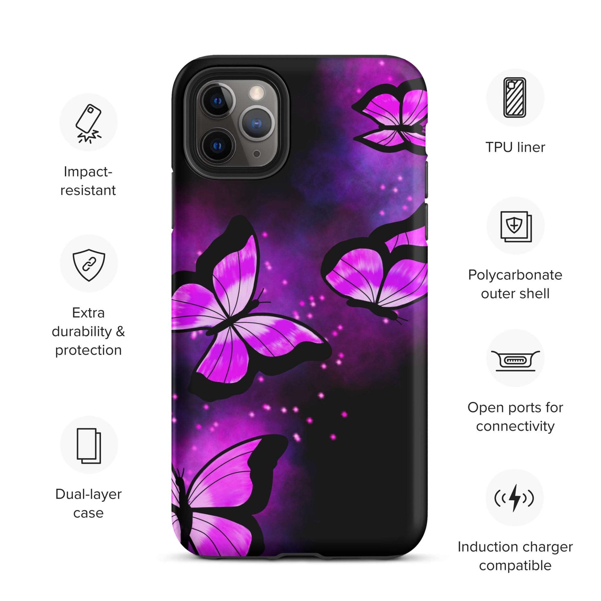 Purple Glow Butterfly Tough iPhone case