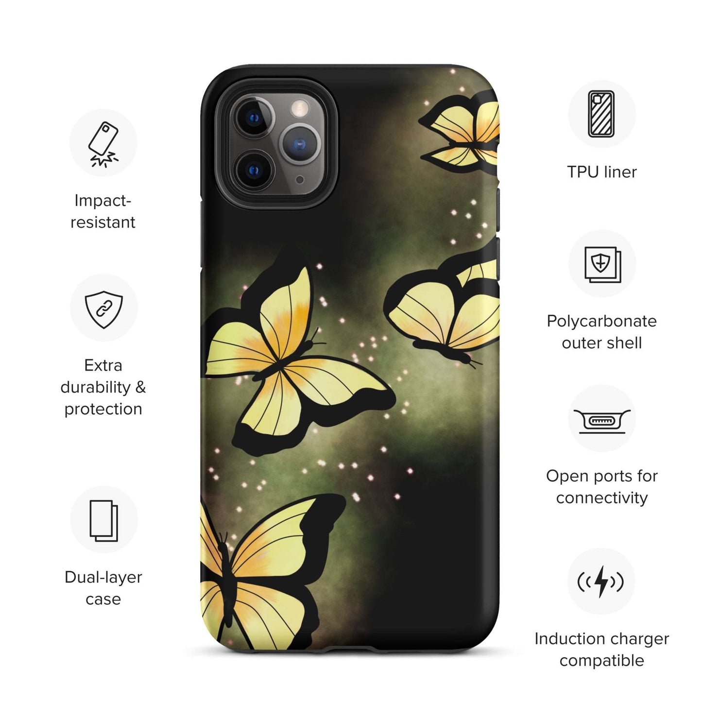 Yellow glow butterfly Tough iPhone case