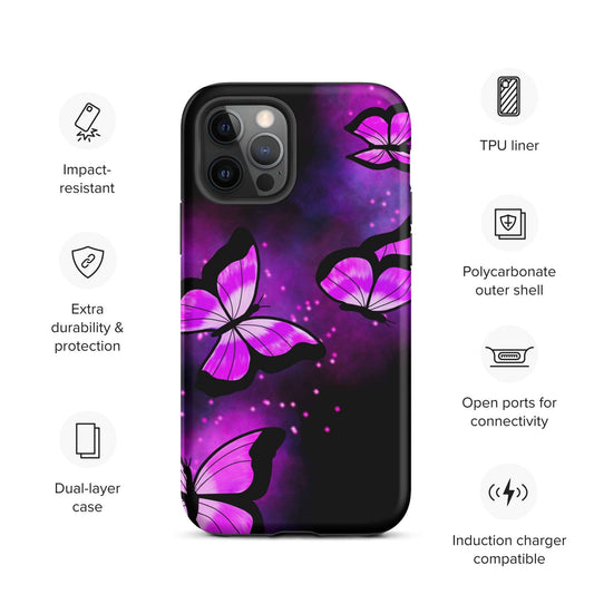 Purple Glow Butterfly Tough iPhone case