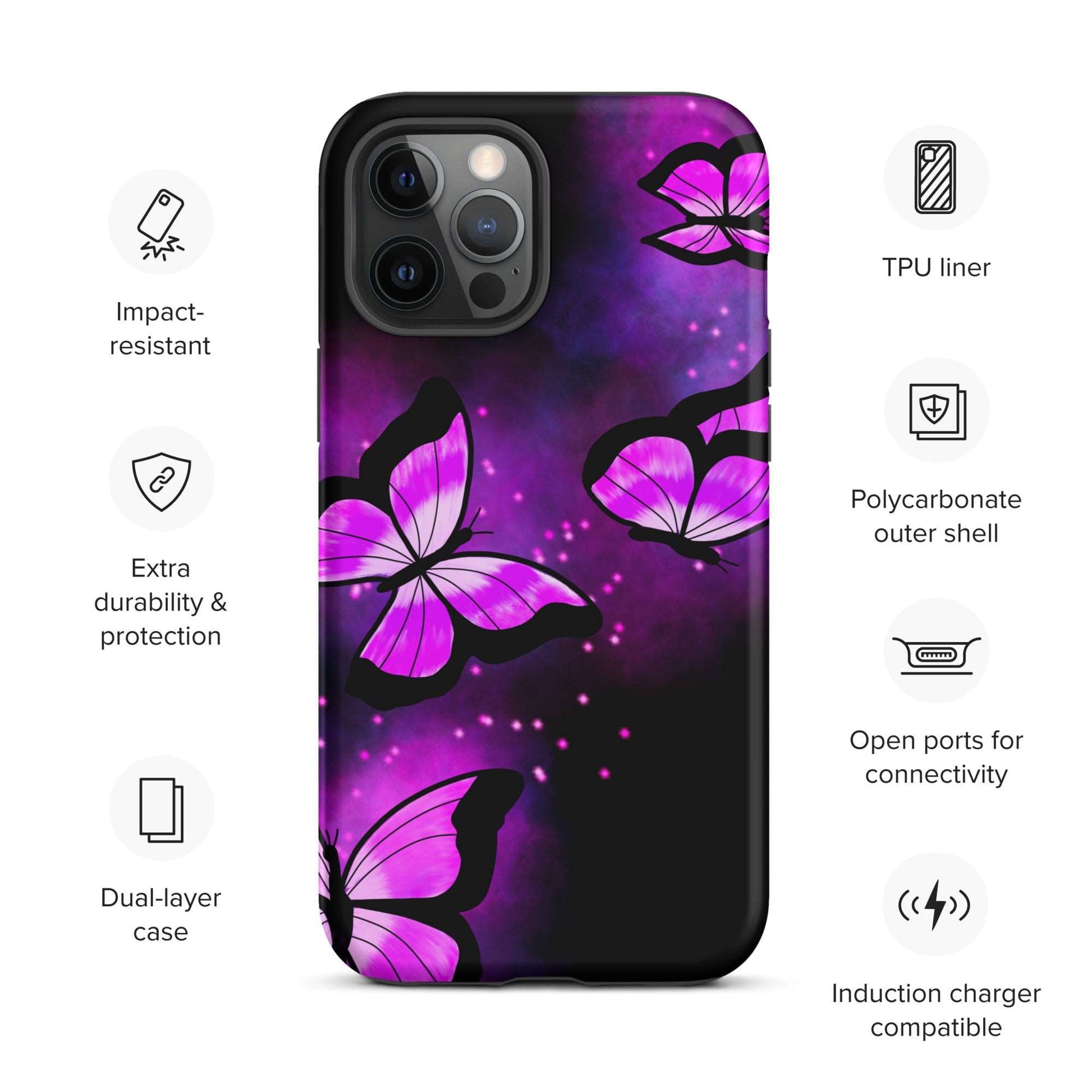 Purple Glow Butterfly Tough iPhone case