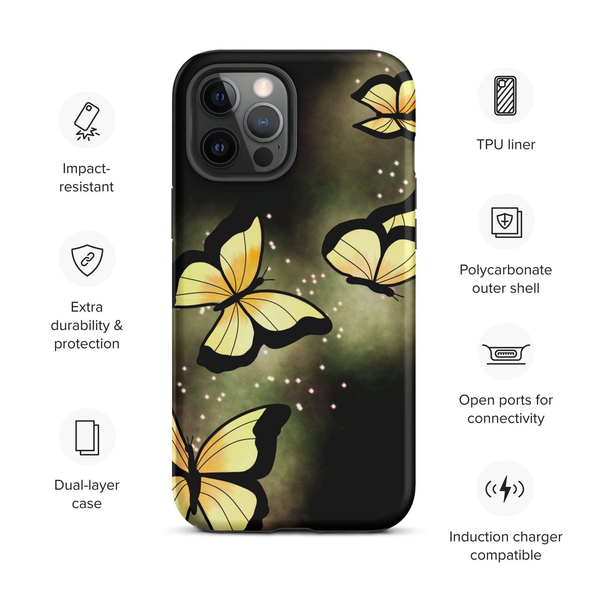 Yellow glow butterfly Tough iPhone case