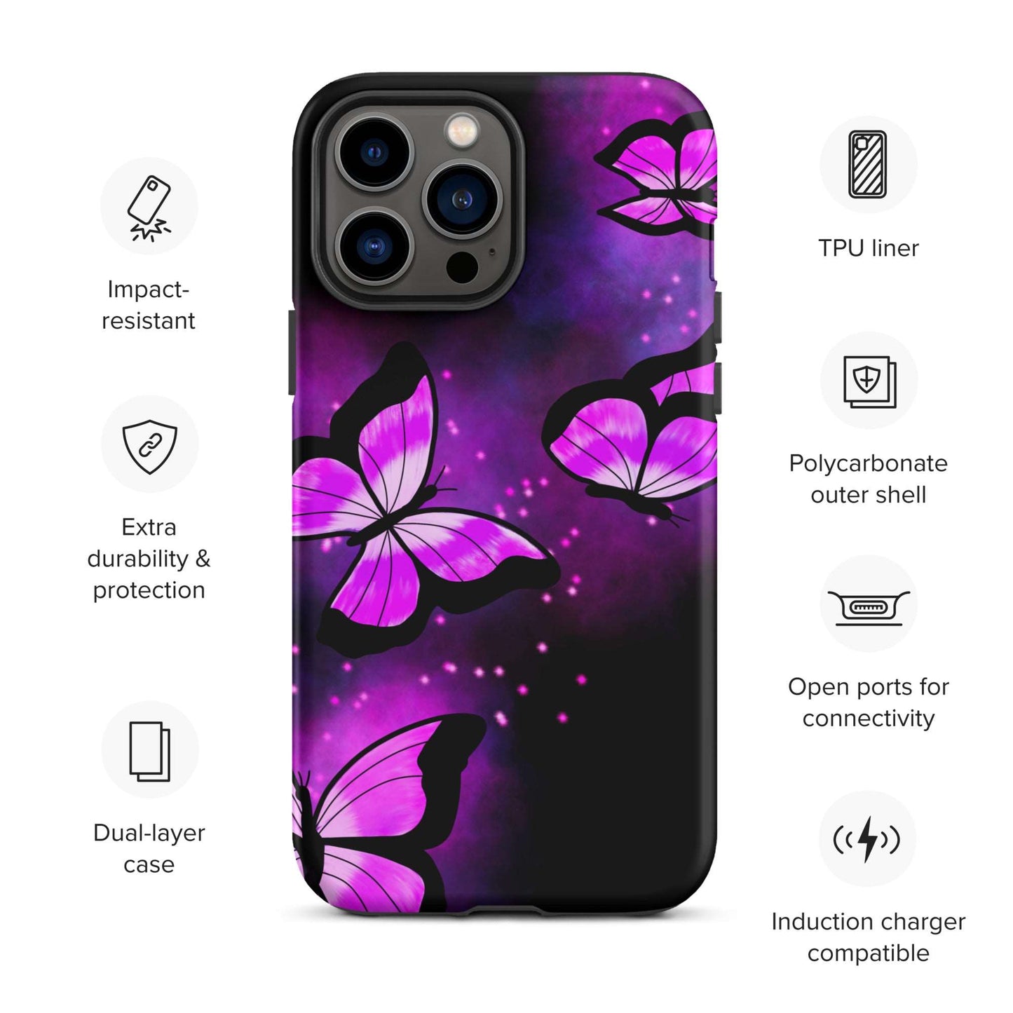 Purple Glow Butterfly Tough iPhone case