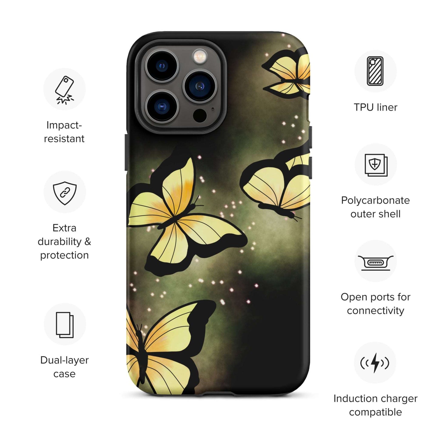 Yellow glow butterfly Tough iPhone case