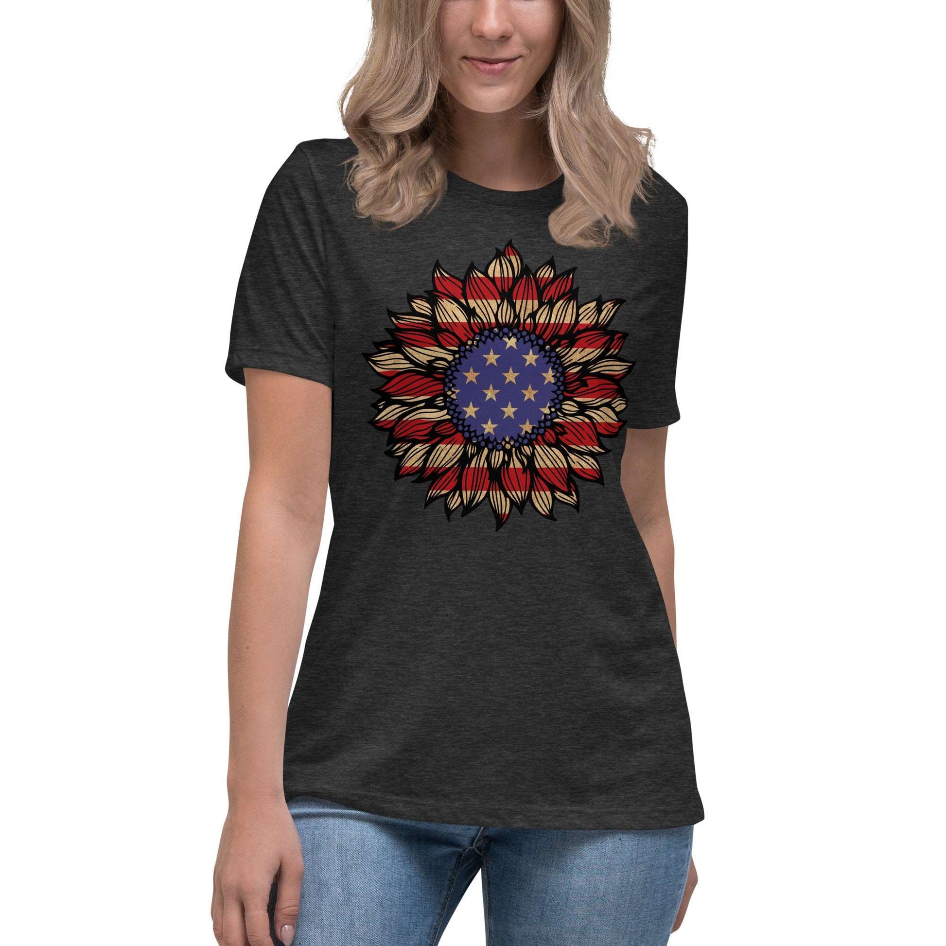 Patriotic Sunflower Women's Relaxed T-Shirt