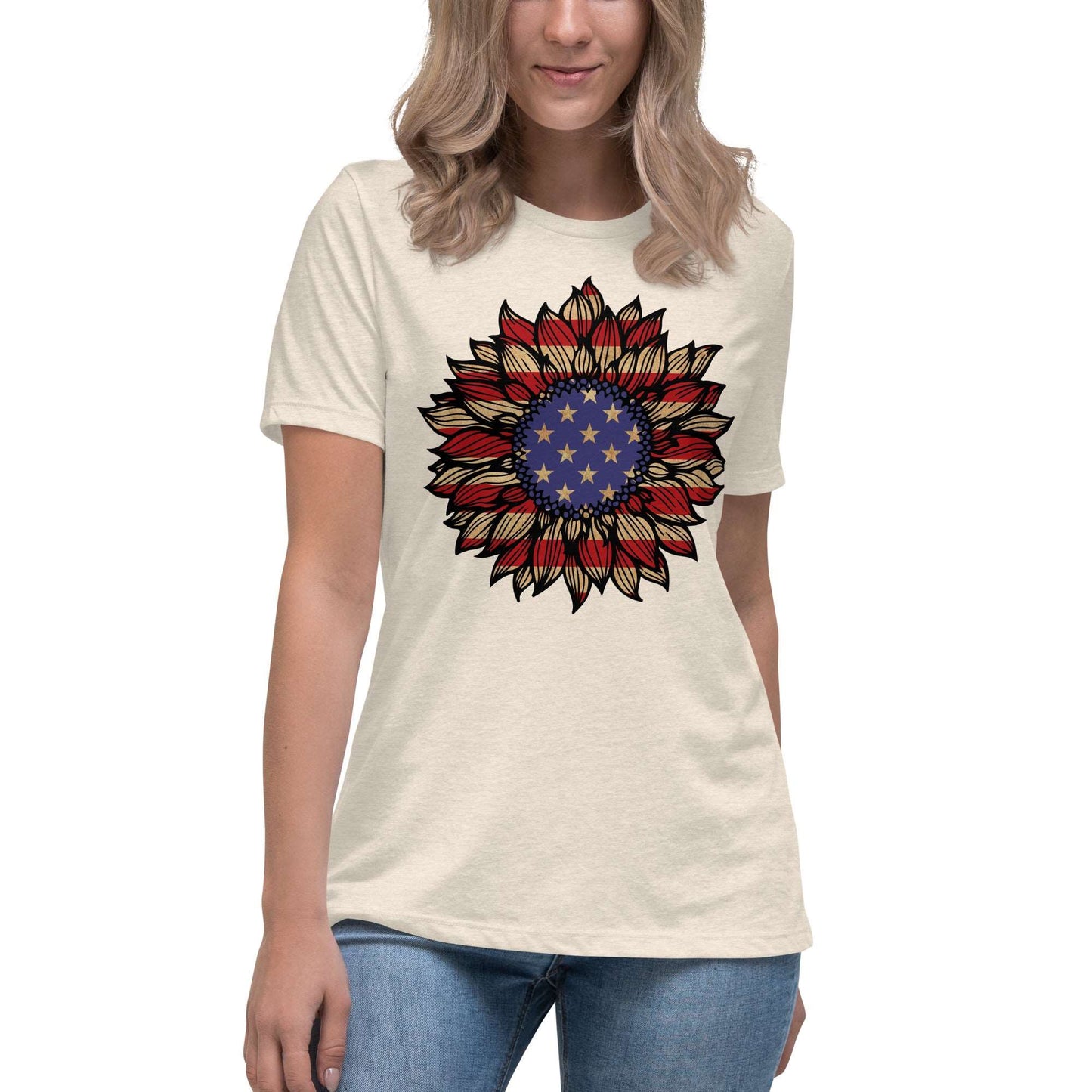 Patriotic Sunflower Women's Relaxed T-Shirt