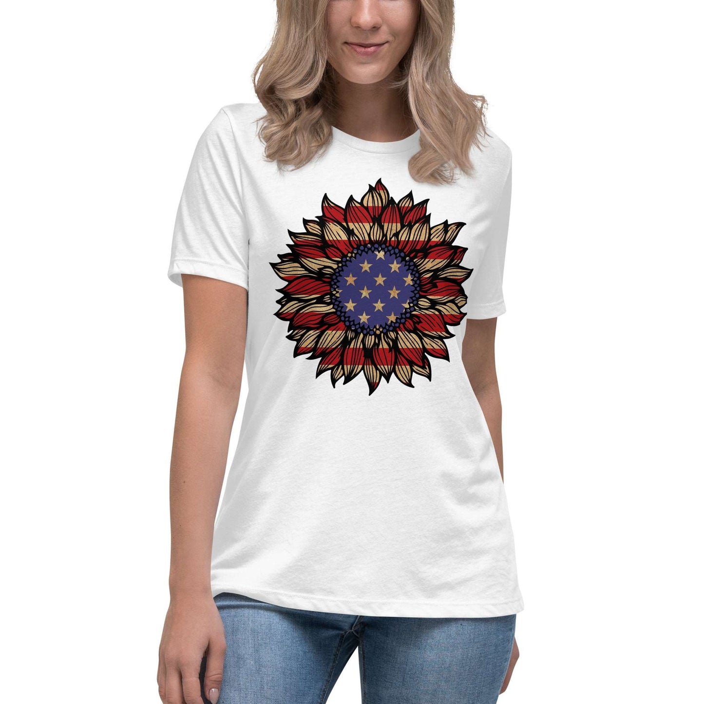 Patriotic Sunflower Women's Relaxed T-Shirt