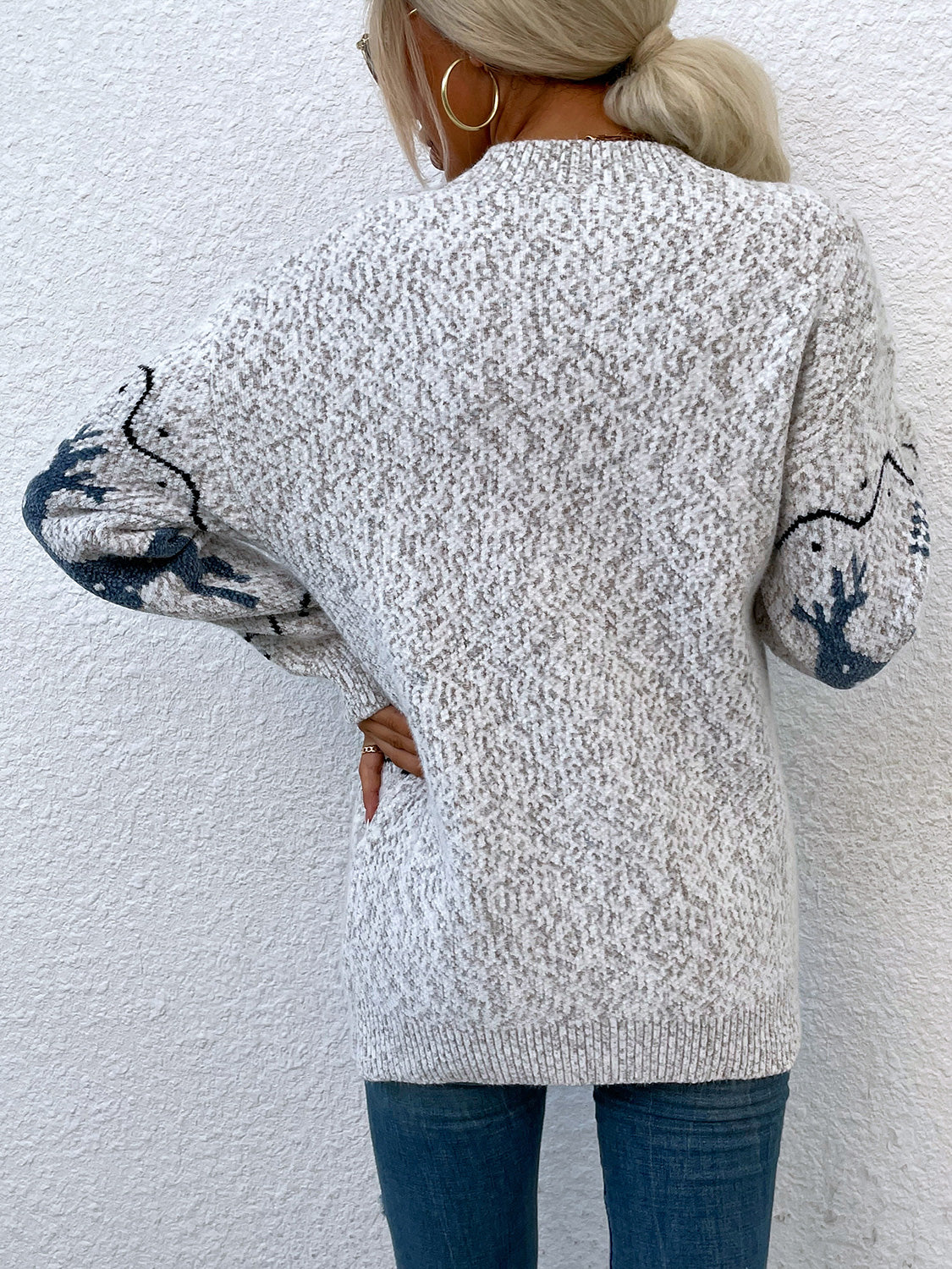 Reindeer Button Down Cardigan with Pockets