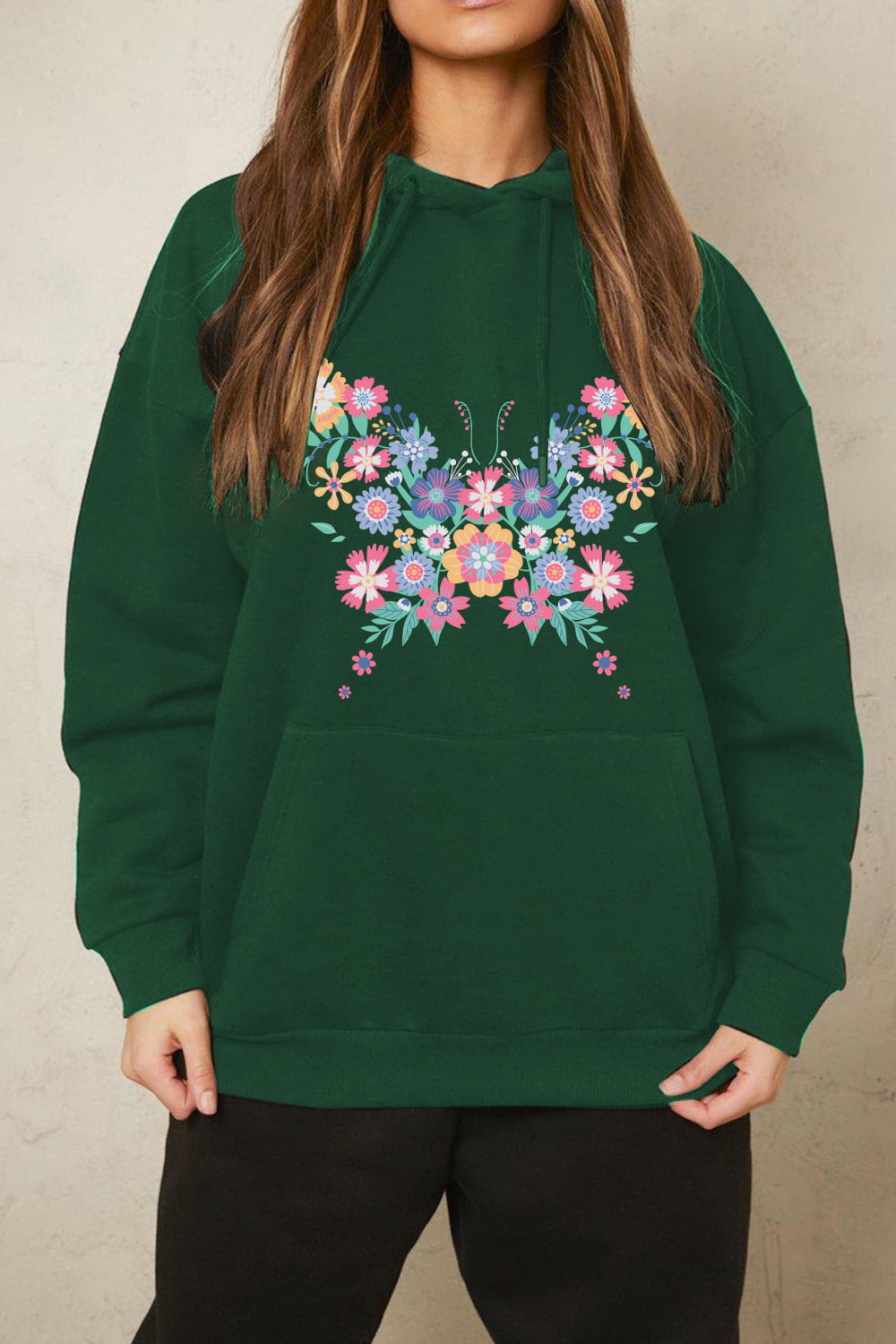 Simply Love Floral Butterfly Graphic Hoodie