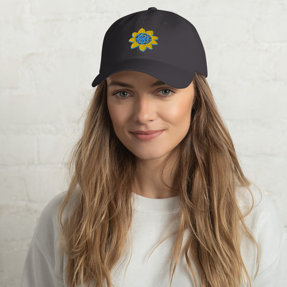 Snowy Sunflower dad hat