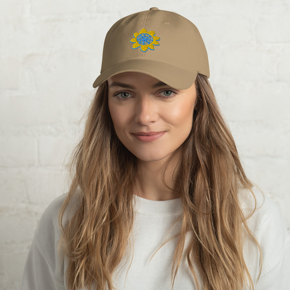 Snowy Sunflower dad hat