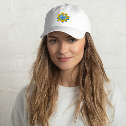 Snowy Sunflower dad hat