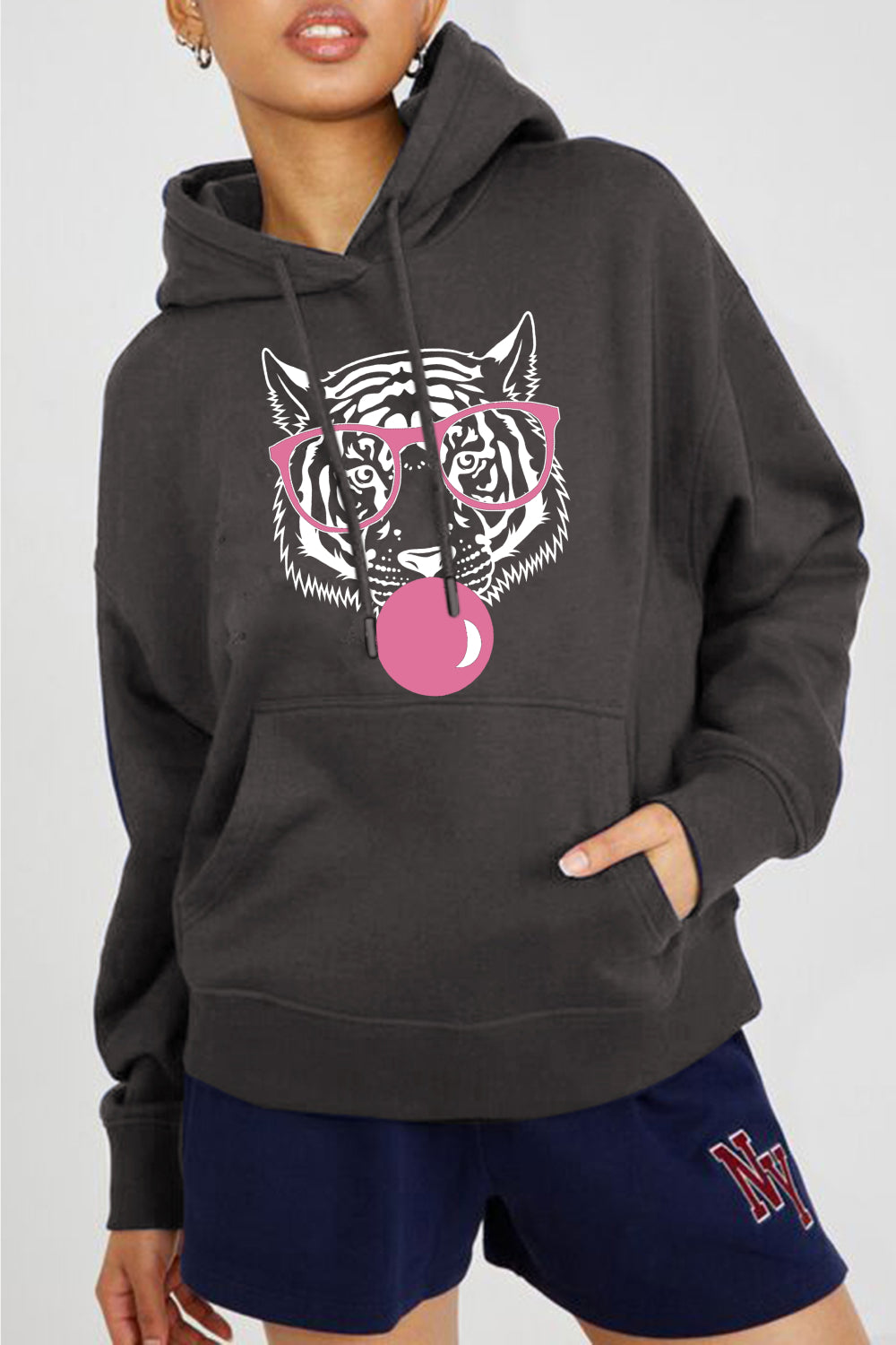 Simply Love Dropped Shoulder Tiger Graphic Hoodie