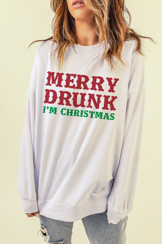 Merry Drunk I'm Christmas Dropped Shoulder Sweatshirt