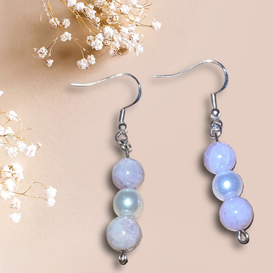 Kunzite and Pearl Dangle Earrings