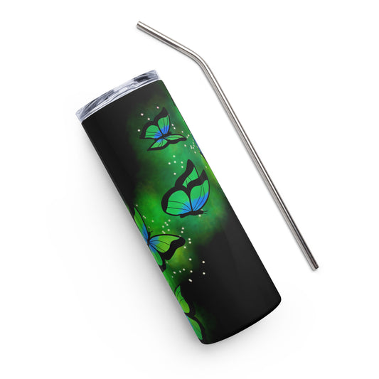 Green Glow Butterfly Stainless steel tumbler