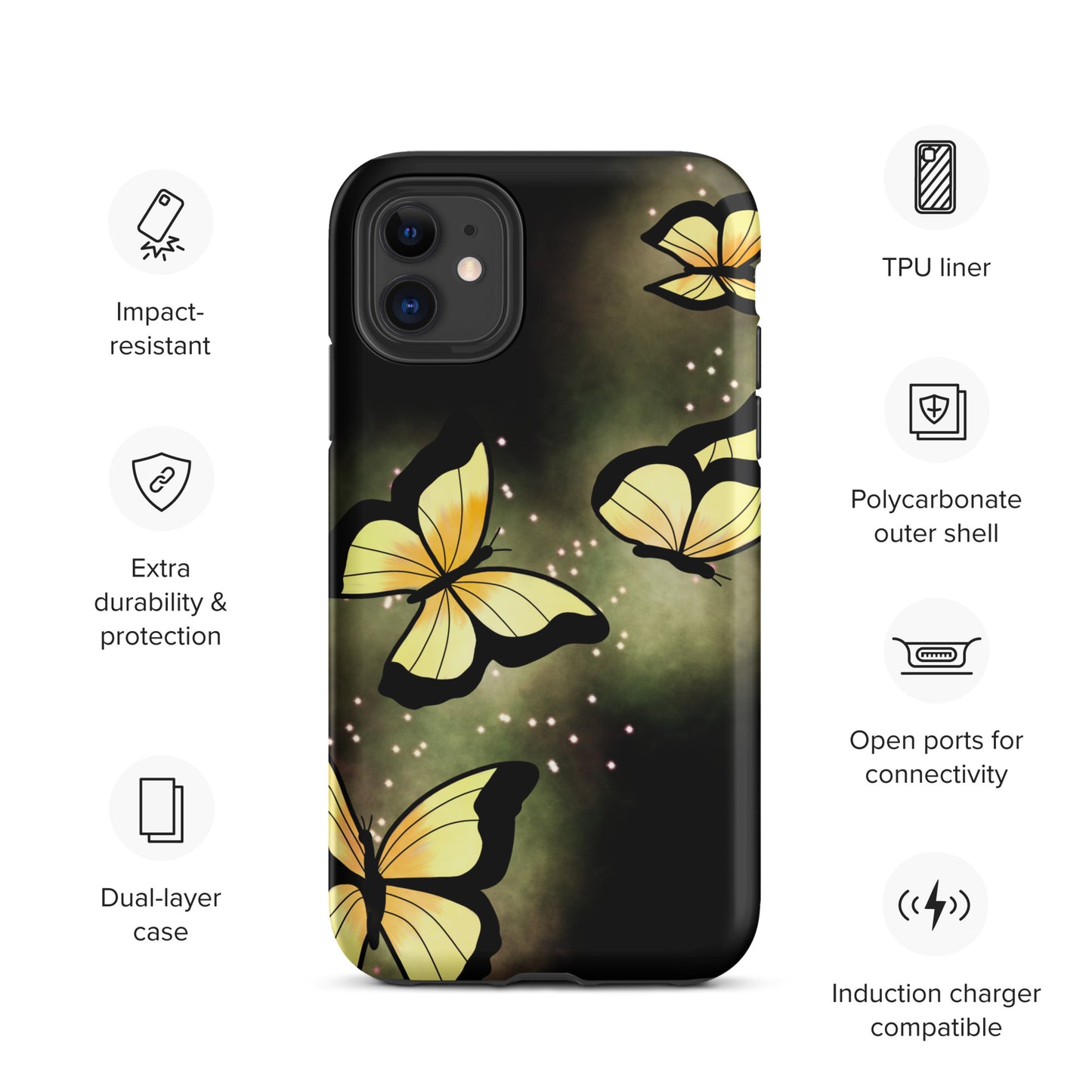 Yellow glow butterfly Tough iPhone case