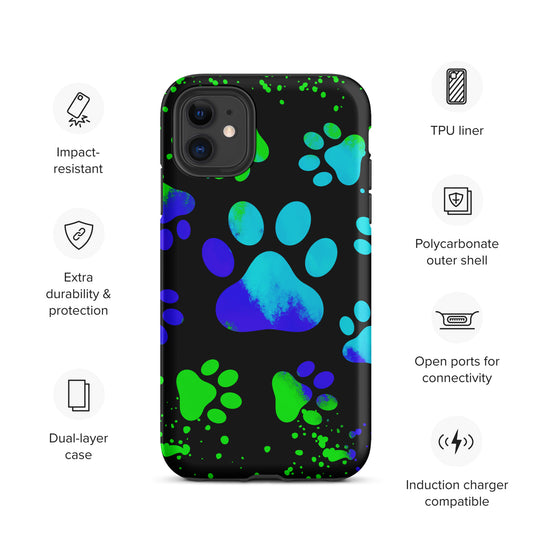 Blue Dog Paw Tough iPhone case