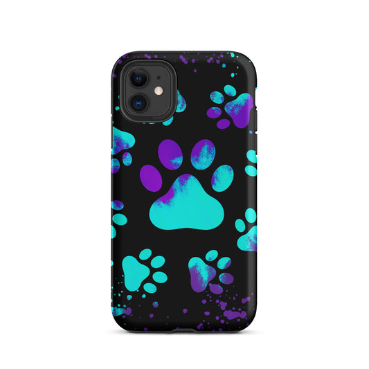 Turquoise dog paw Tough iPhone case