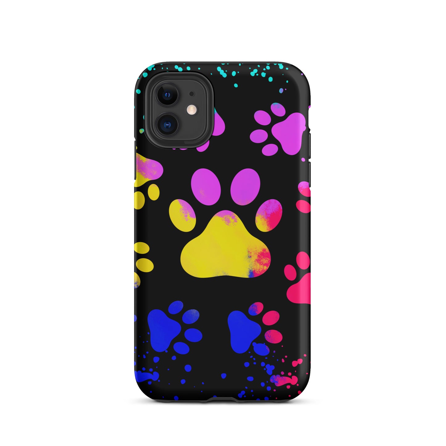 Yellow and Purple Dog Paw Tough iPhone case