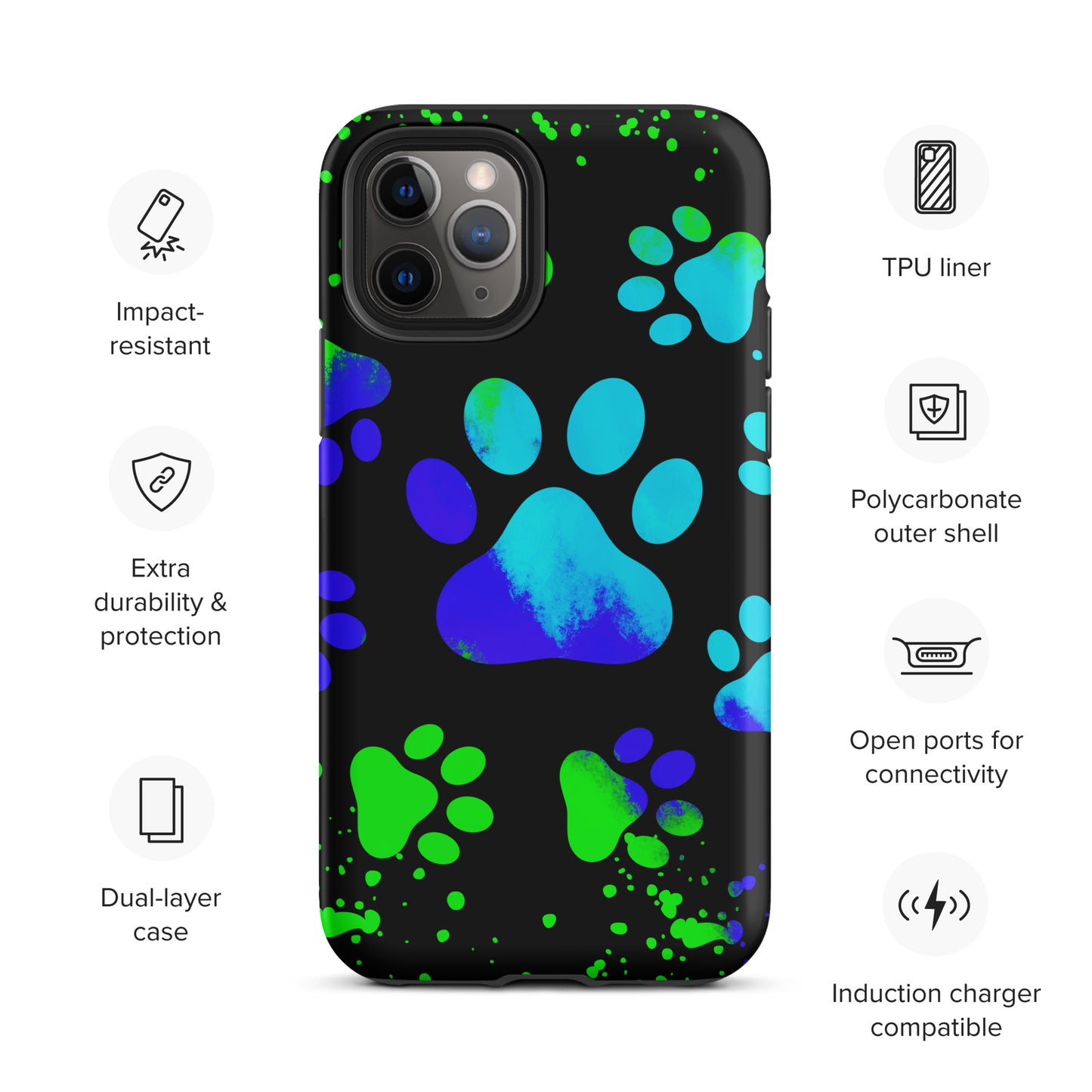 Blue Dog Paw Tough iPhone case