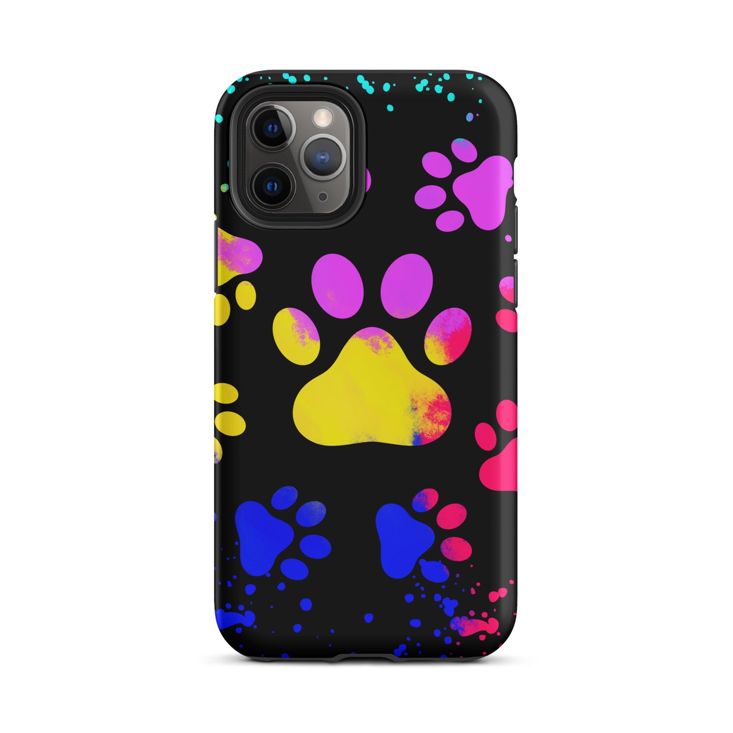 Yellow and Purple Dog Paw Tough iPhone case