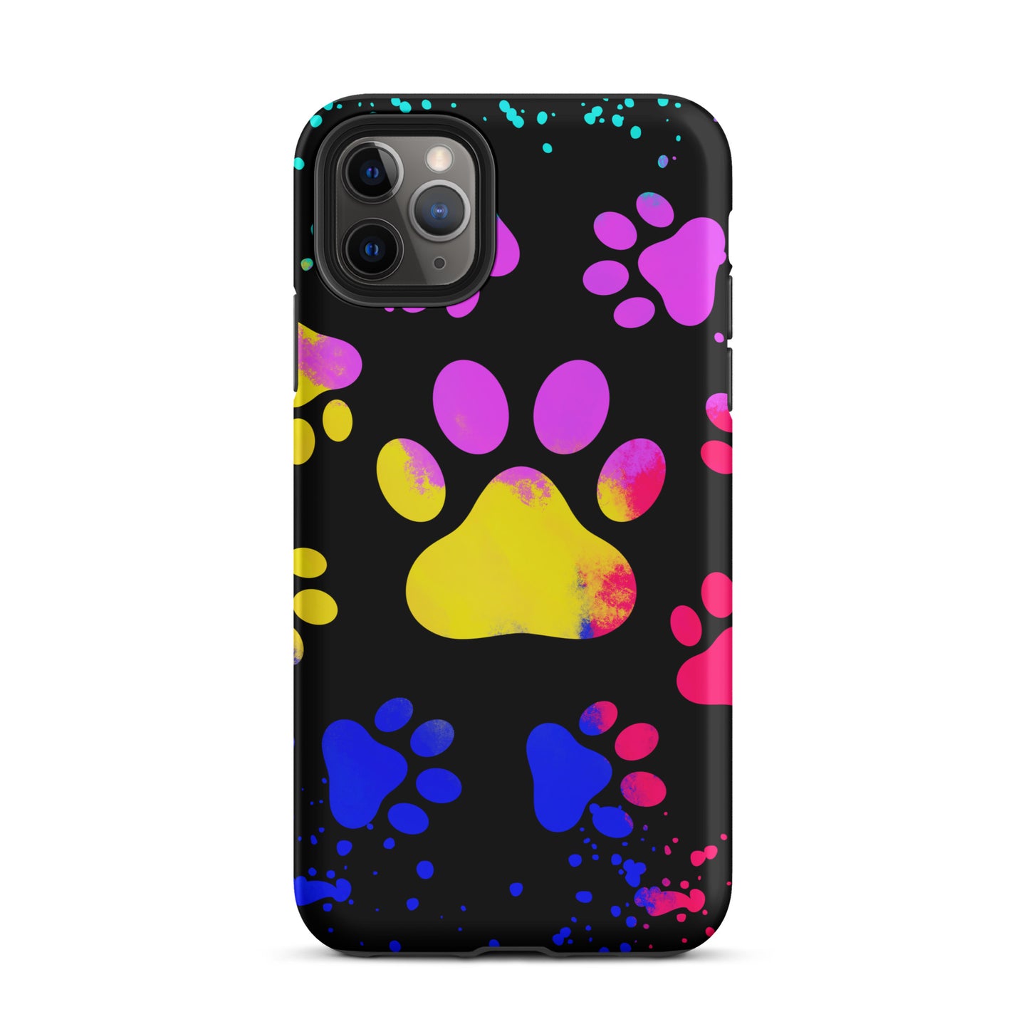 Yellow and Purple Dog Paw Tough iPhone case