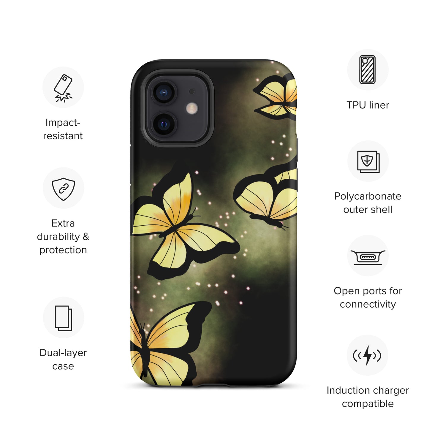 Yellow glow butterfly Tough iPhone case