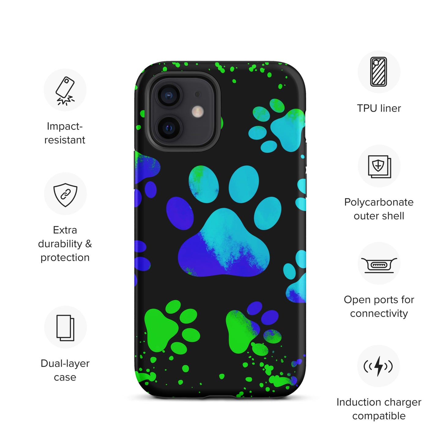 Blue Dog Paw Tough iPhone case