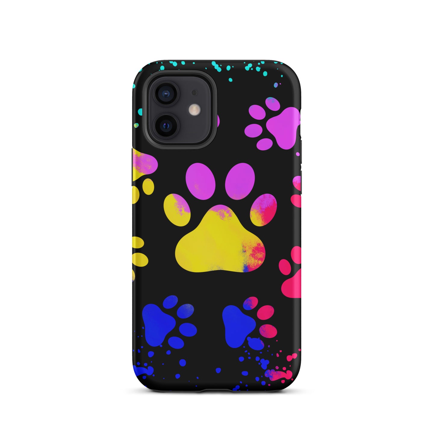 Yellow and Purple Dog Paw Tough iPhone case