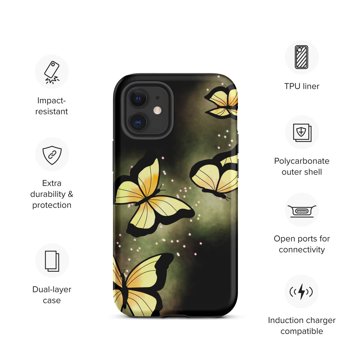 Yellow glow butterfly Tough iPhone case