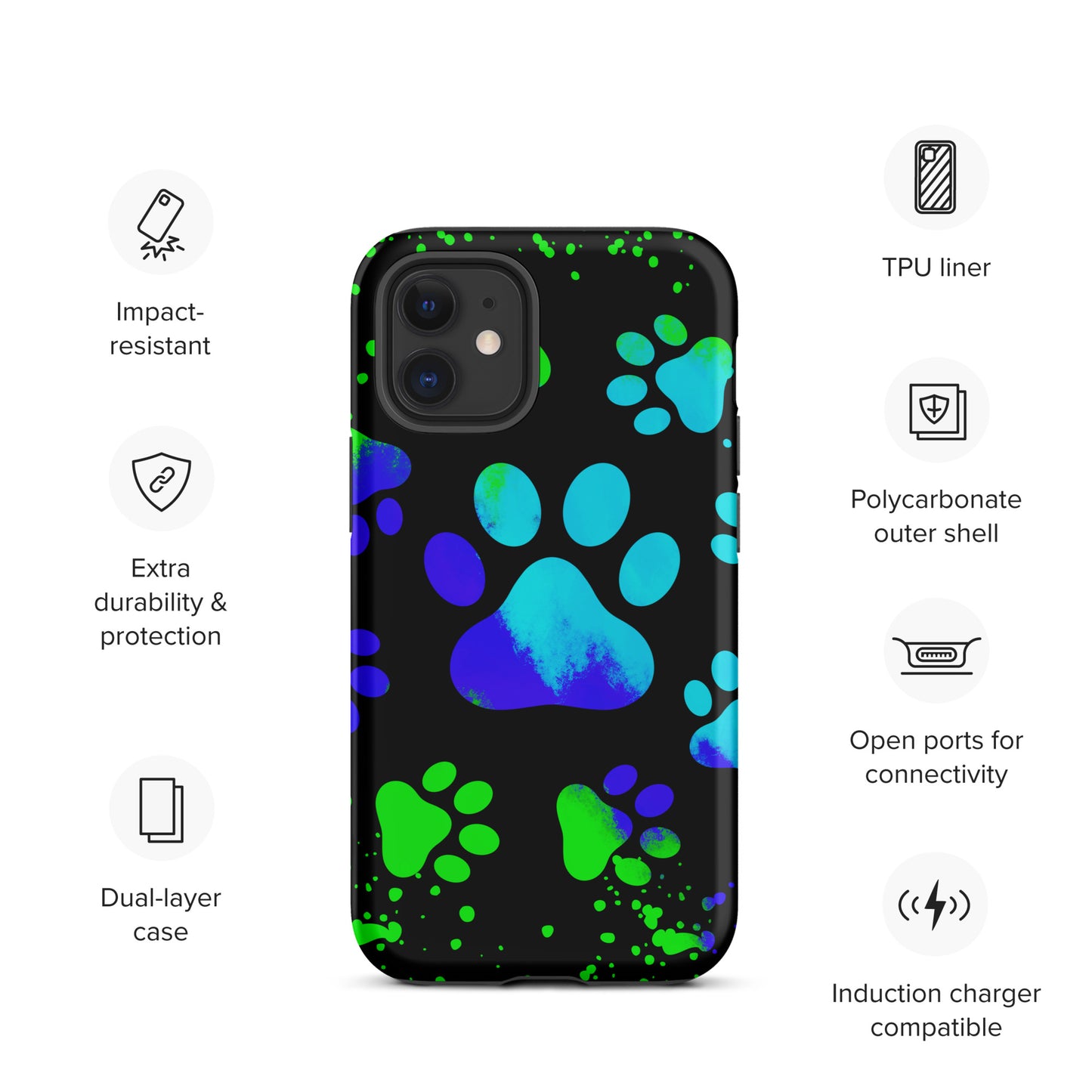 Blue Dog Paw Tough iPhone case