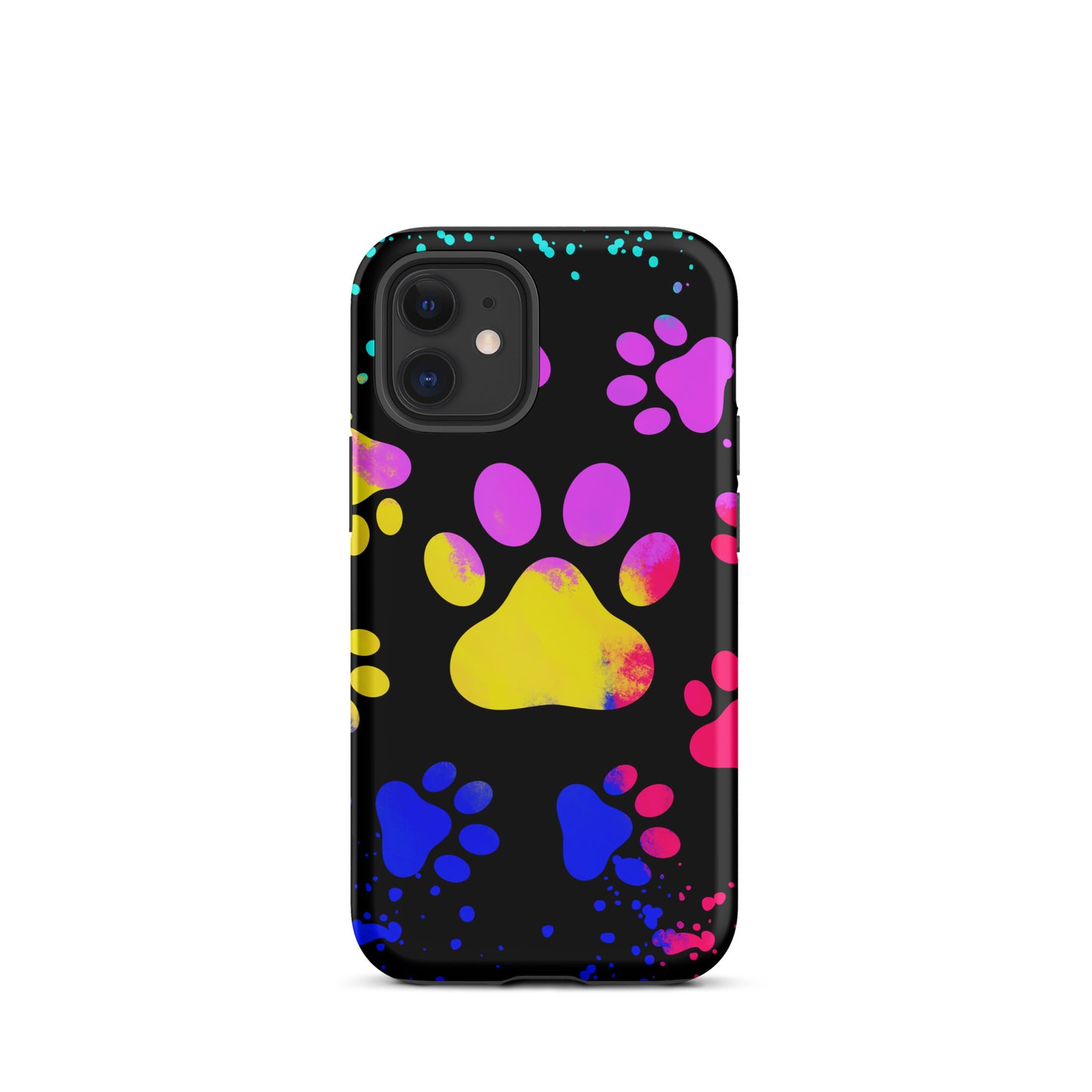 Yellow and Purple Dog Paw Tough iPhone case