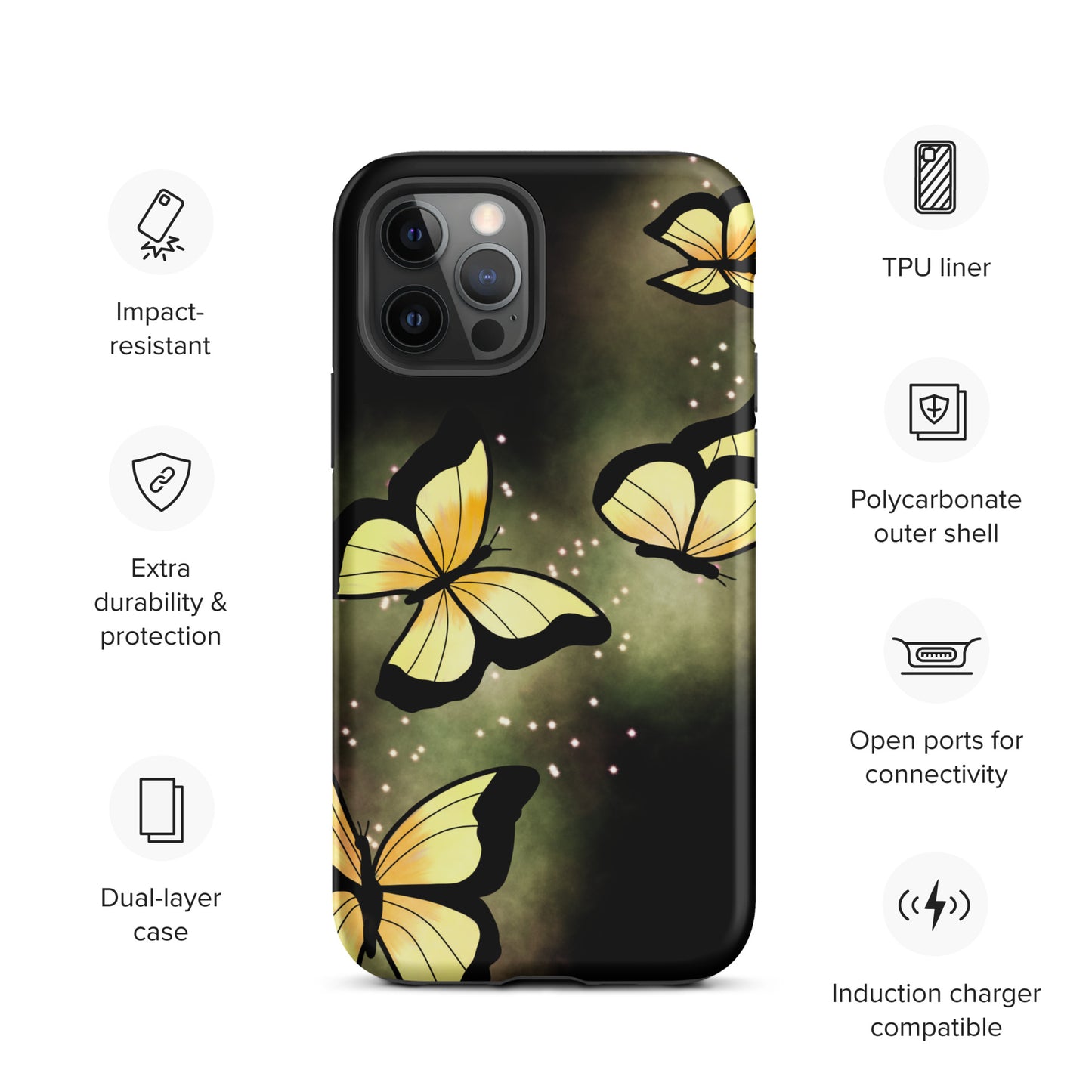 Yellow glow butterfly Tough iPhone case