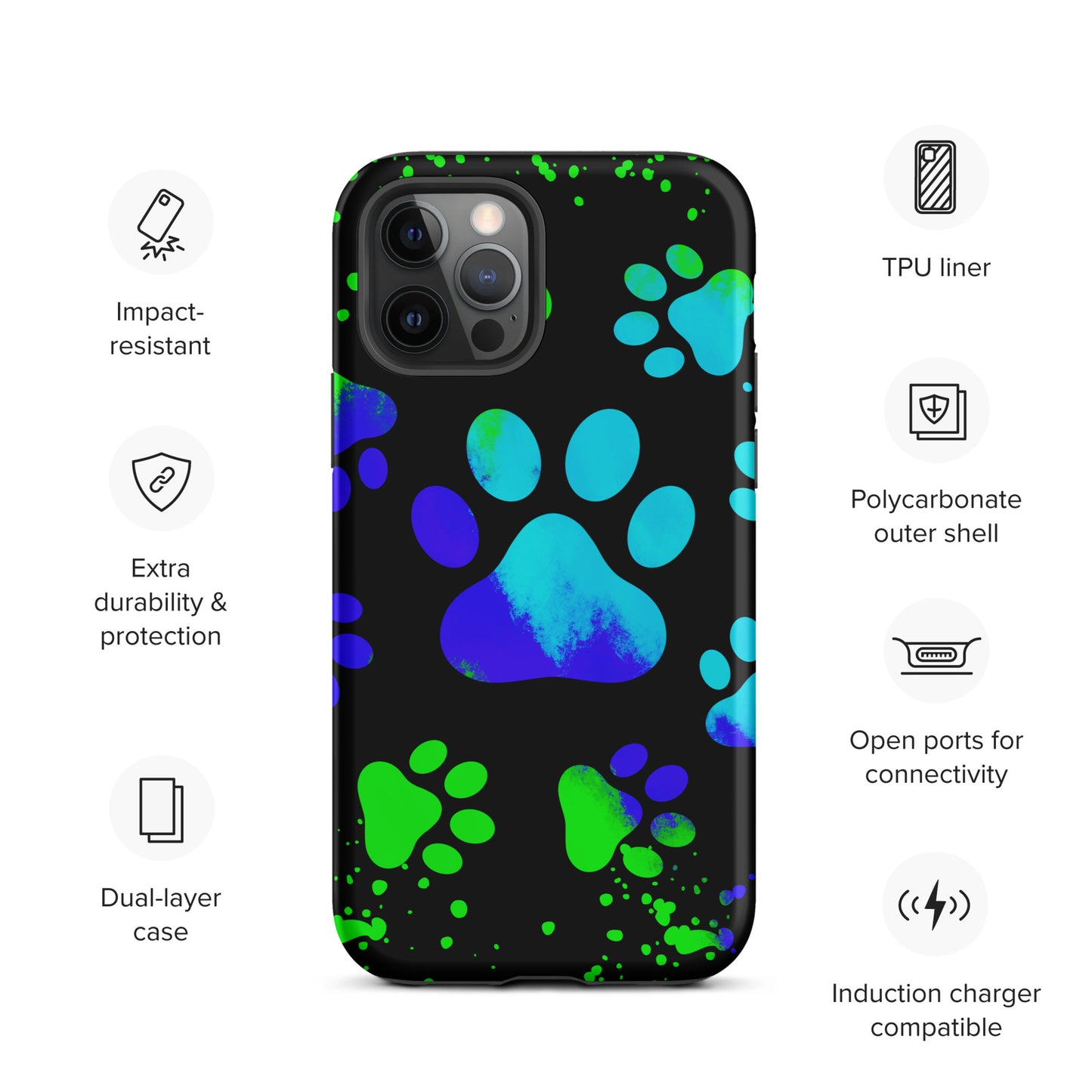 Blue Dog Paw Tough iPhone case