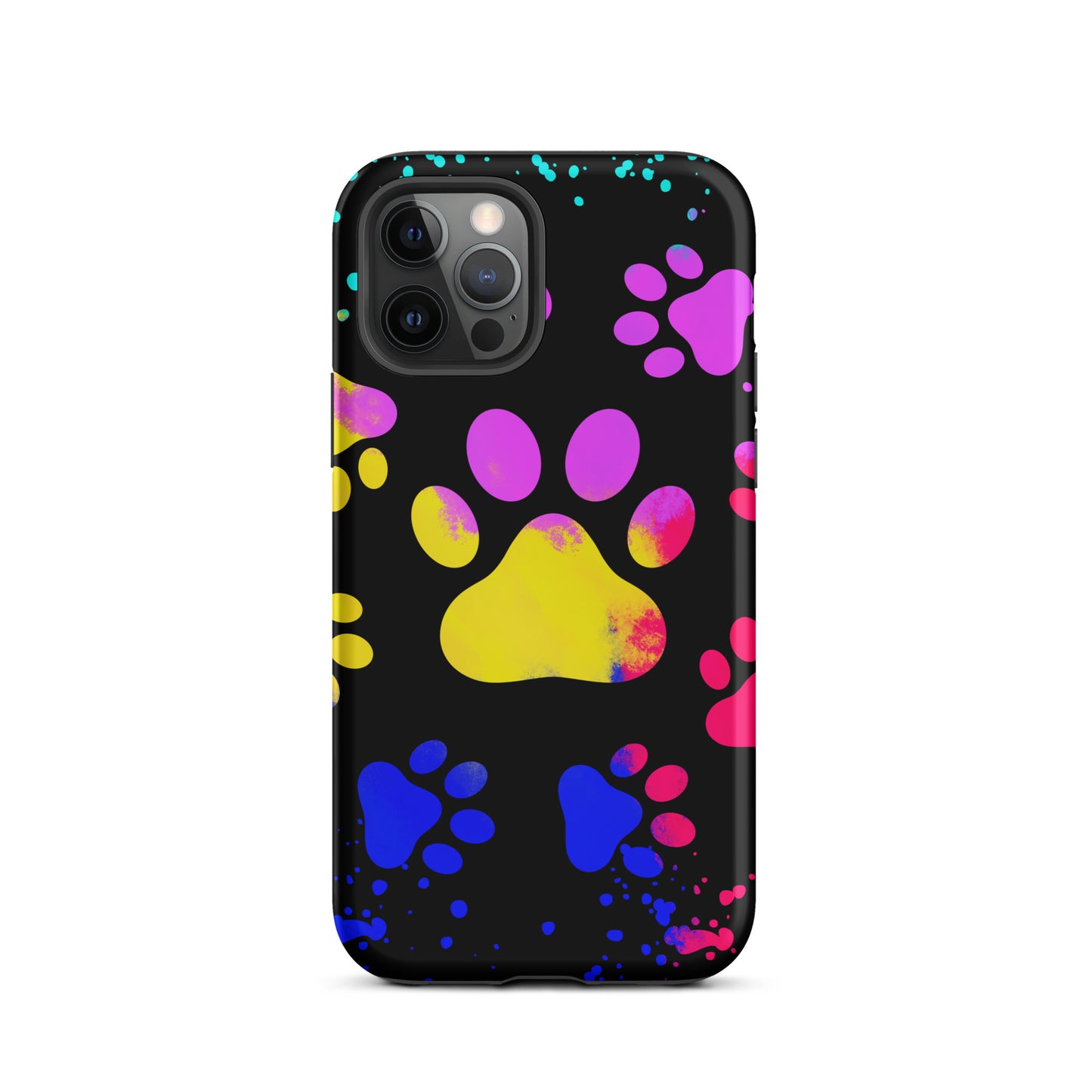 Yellow and Purple Dog Paw Tough iPhone case