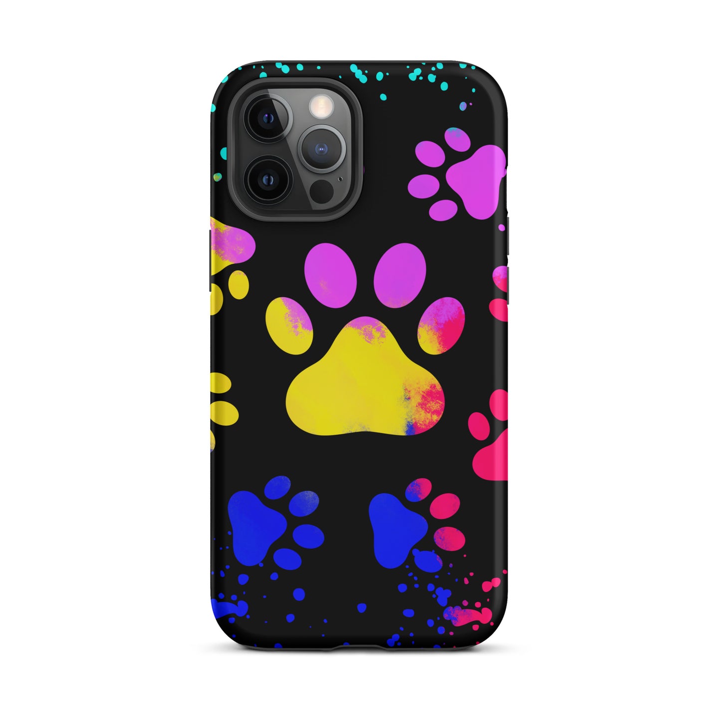 Yellow and Purple Dog Paw Tough iPhone case